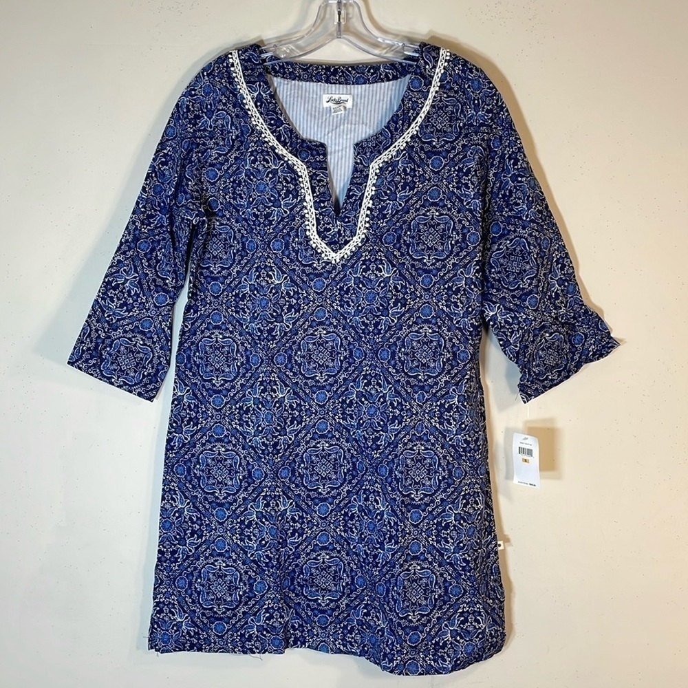 Lucky Brand Boho Cotton Blue Paisley Tunic Top/ Mini Dress. S. NWT.